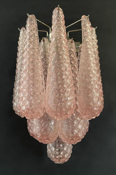 1970s Pink Murano Glass Petal Wall Lamp