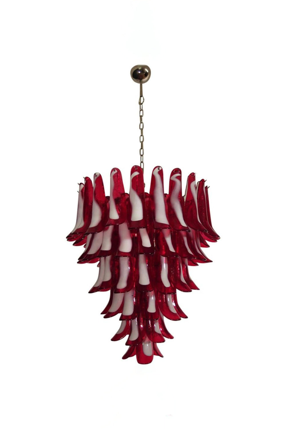 Mid-Century Red Murano Glass Petal Chandelier