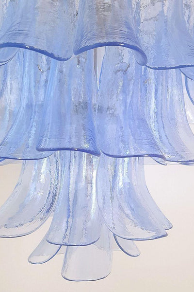 Vintage 1980s Blue Murano Glass Petal Chandelier