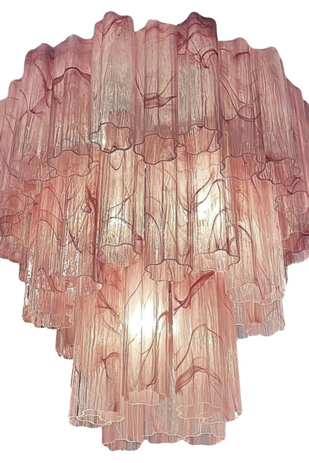 Ruby Glow Murano Three-Tier Glass Chandelier