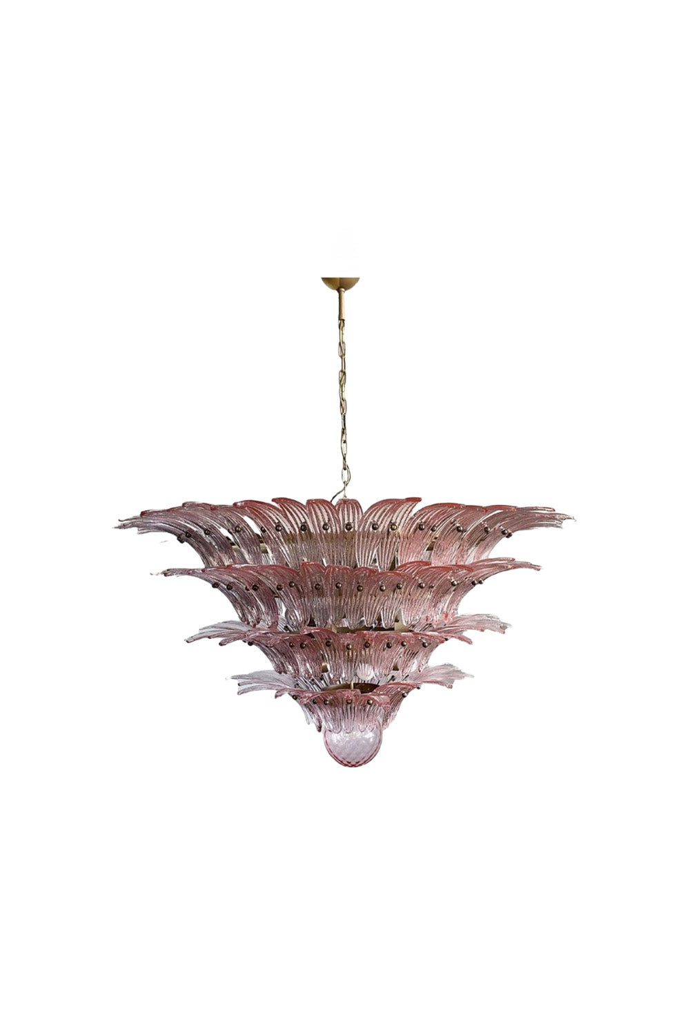 Murano Four-tier pink glass palm leaf chandelier