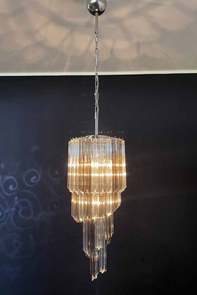 Vintage Smoked Murano Glass Prism Spiral Chandelier