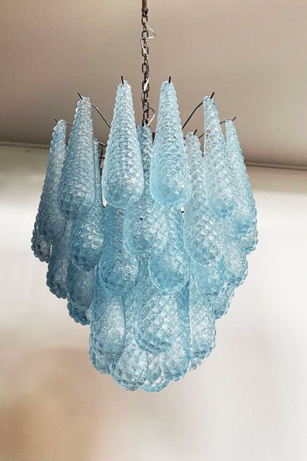 Vintage Italian Blue Murano Teardrop Chandelier