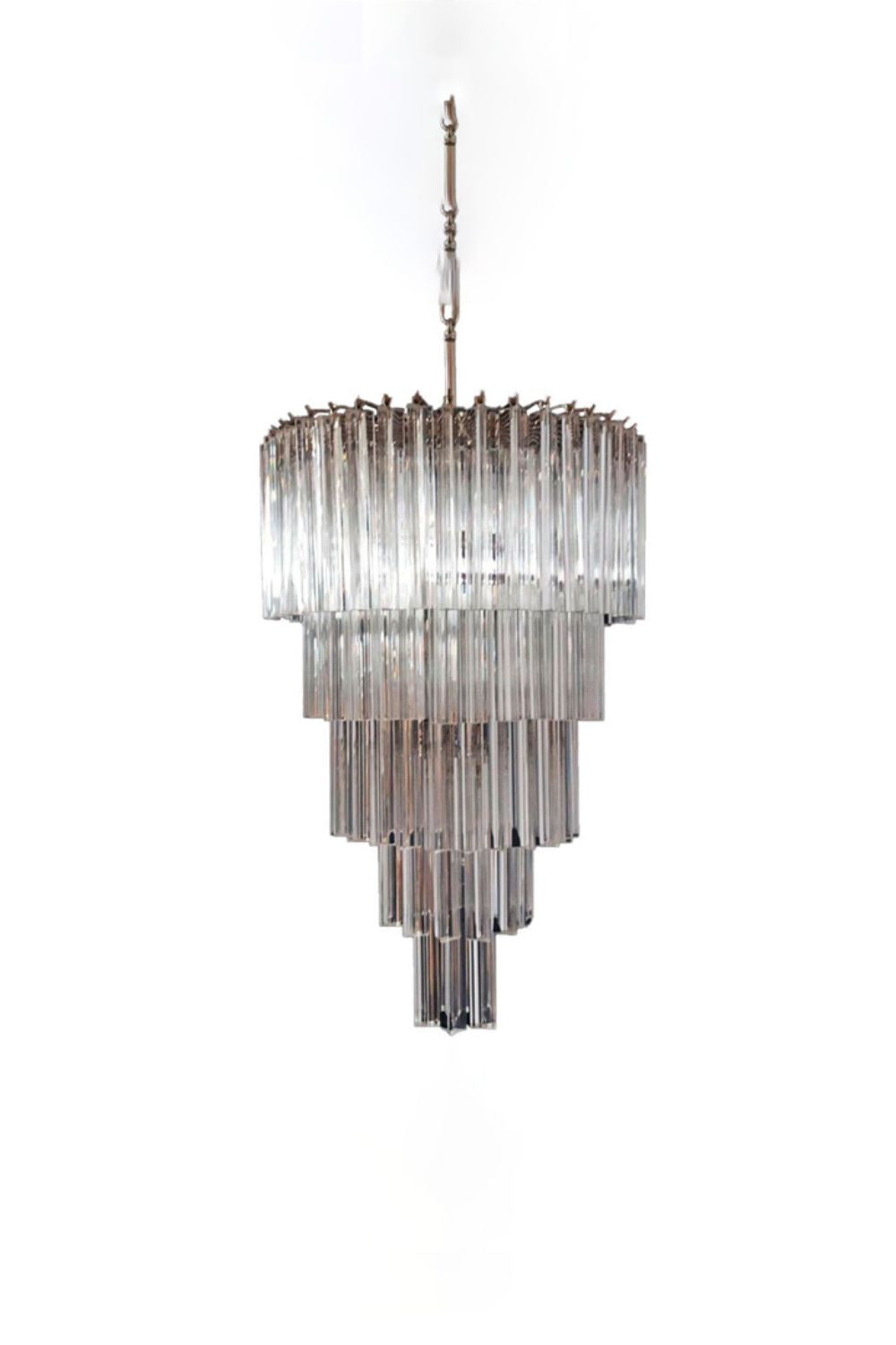 Transparent Murano Glass Prism Tiered Chandelier