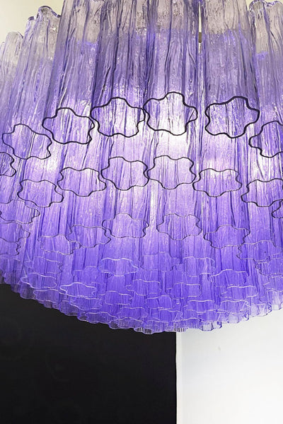 Italian Modernist Purple Murano Glass Tube Chandelier