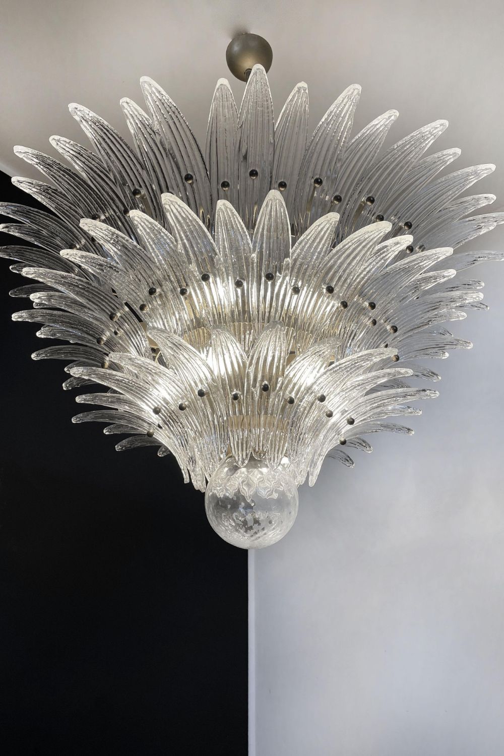 Italian Murano Three-Tiered Palmette Chandelier