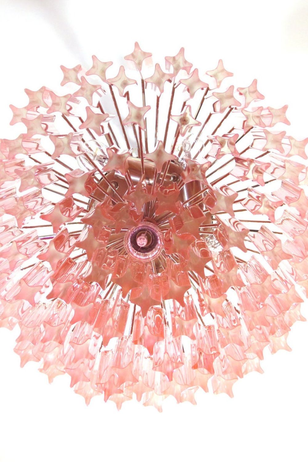 Venetian Pink Crystal Tube Murano Chandelier