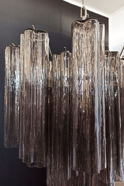 Smoked Murano Glass 36-Tube Chandelier