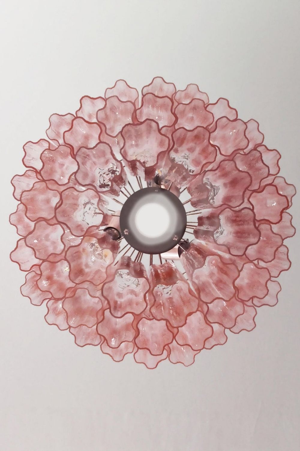 Murano light pink glass tube chandelier