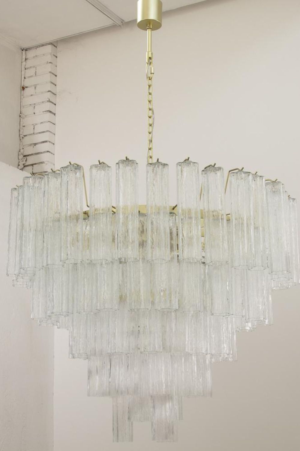 1990s Tronchi Murano Glass Cascade Chandelier