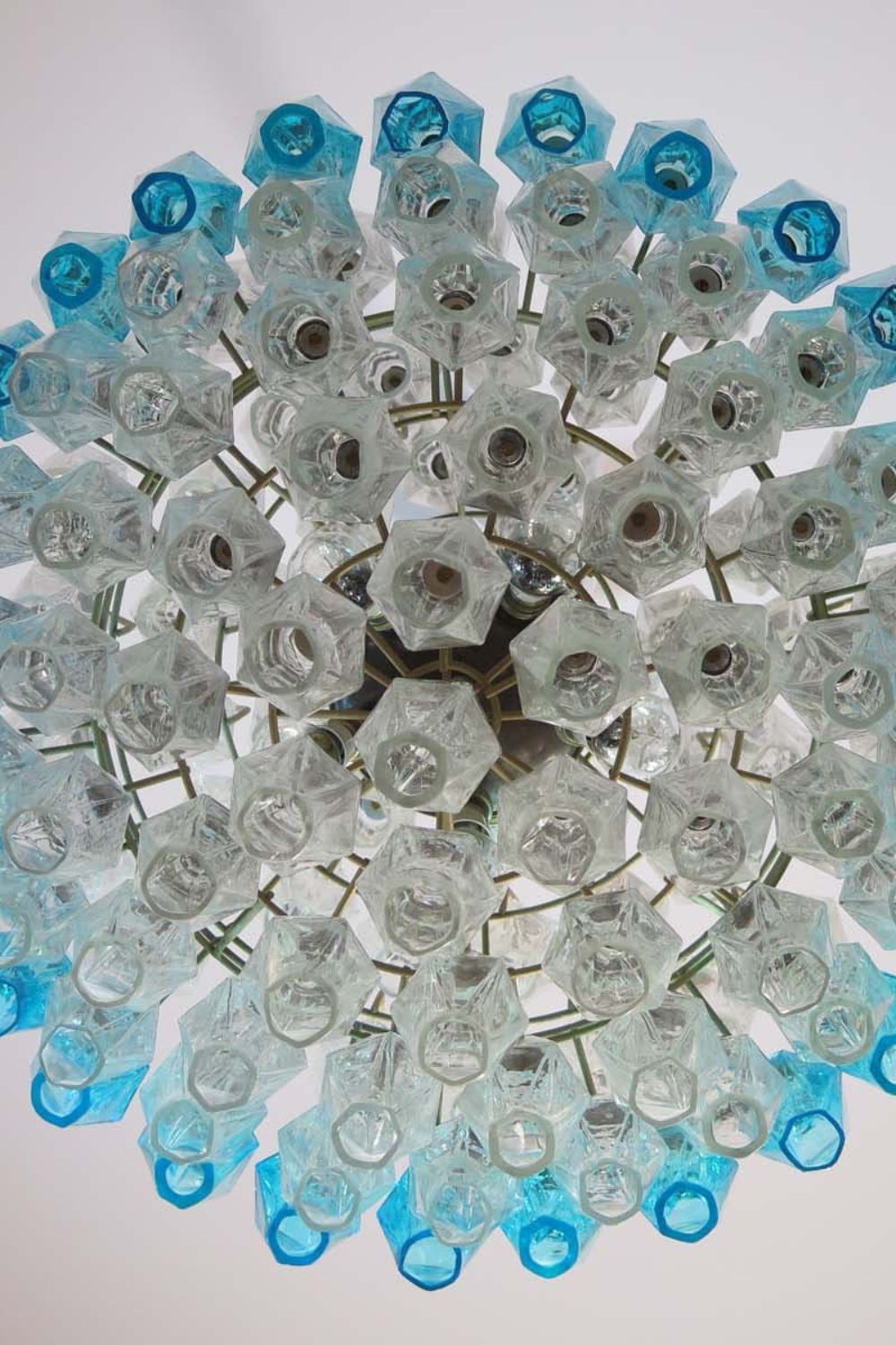 Blue and clear Murano glass spherical chandelier