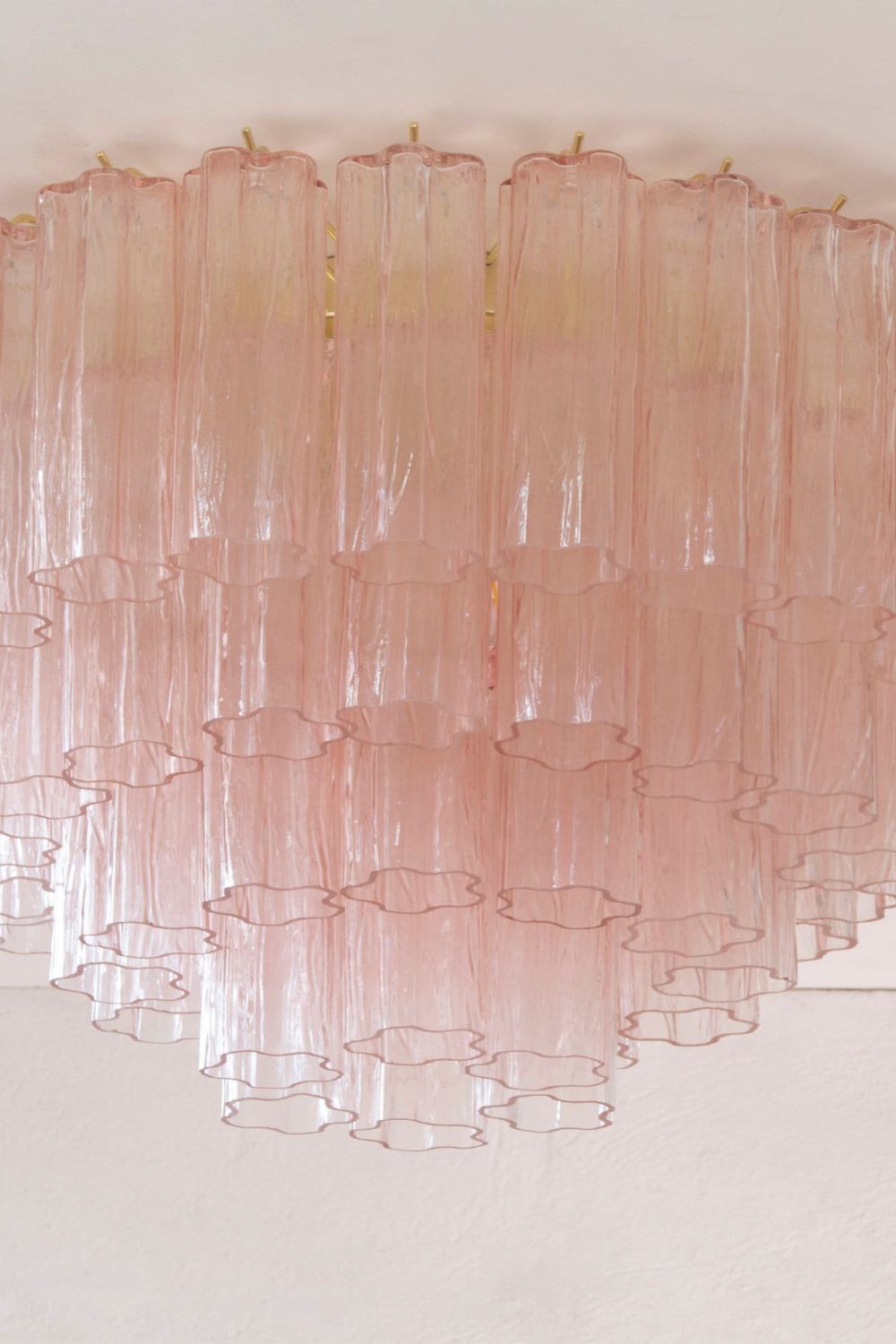 Large Pink Murano Glass Tronchi Ceiling Light