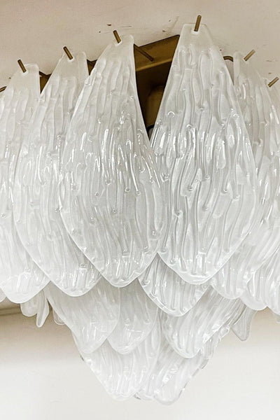 Vintage Murano Frosted Glass Leaf Ceiling Light