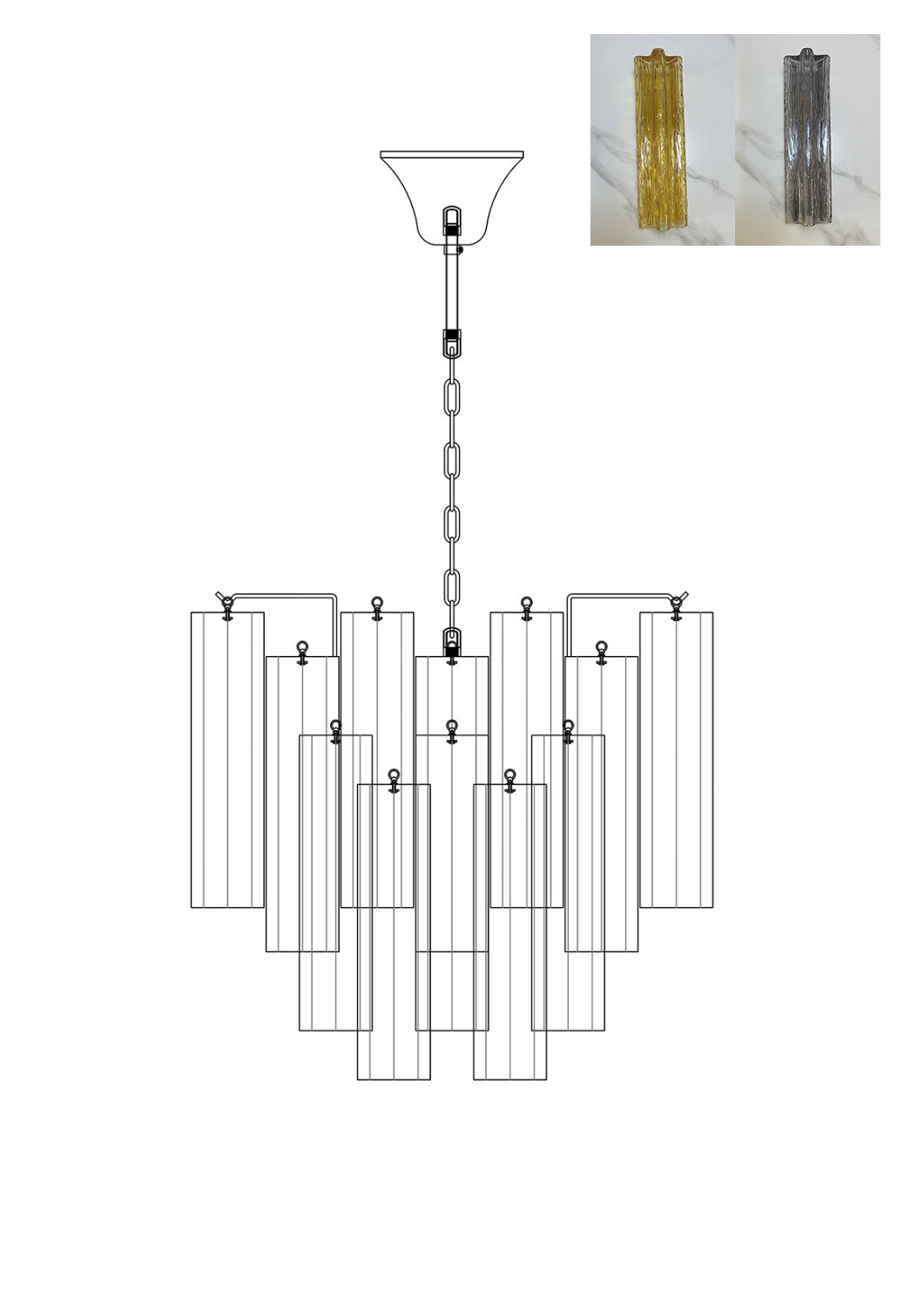 Murano Glass Tronchi Chandelier