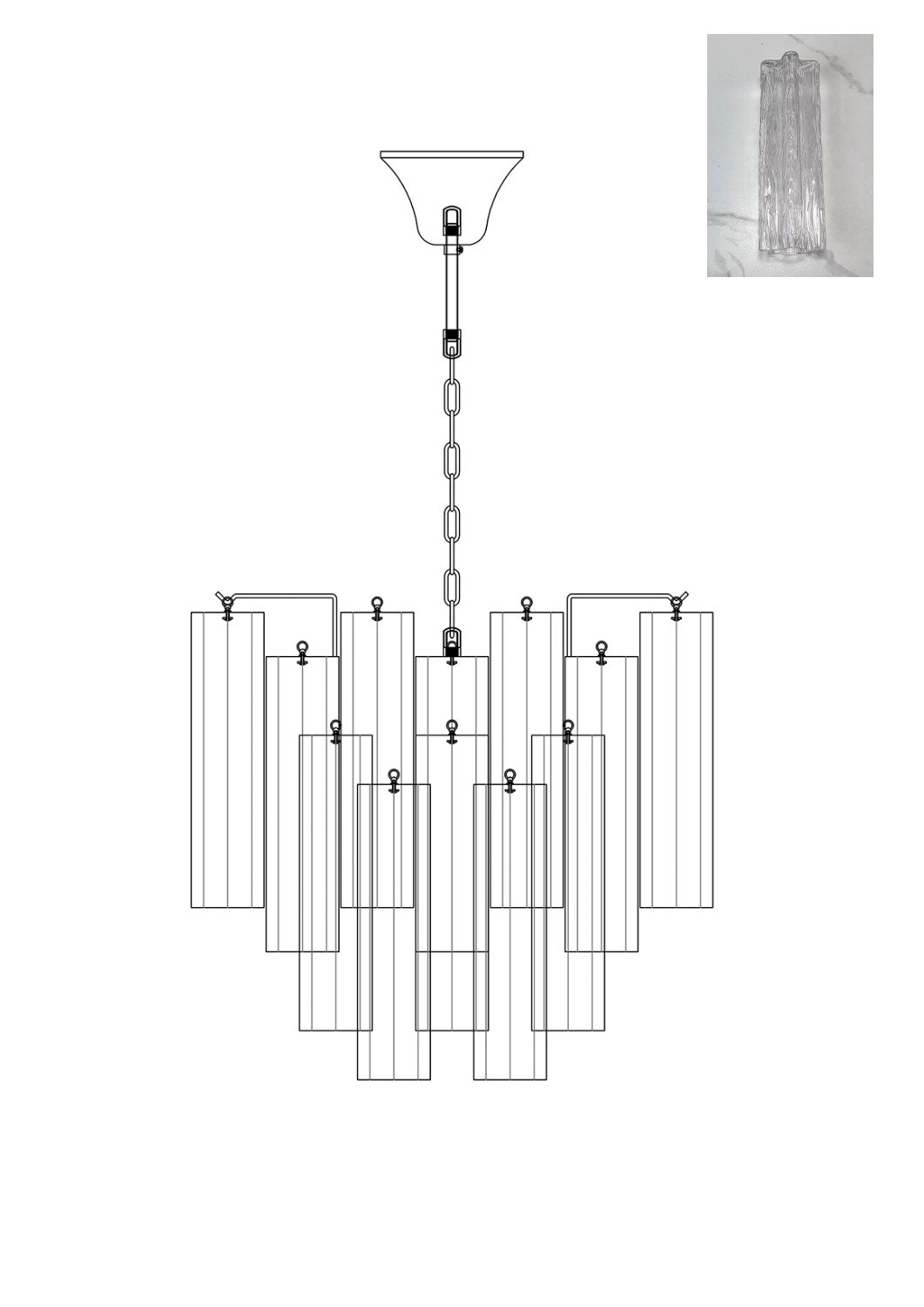 Murano Glass Tronchi Chandelier