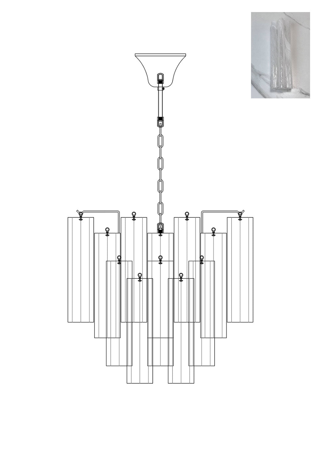 Murano Glass Tronchi Chandelier