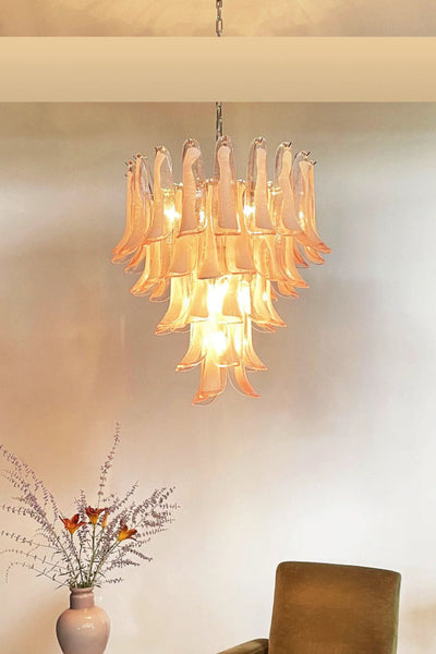 Murano Blush Pink Glass Petal Chandelier