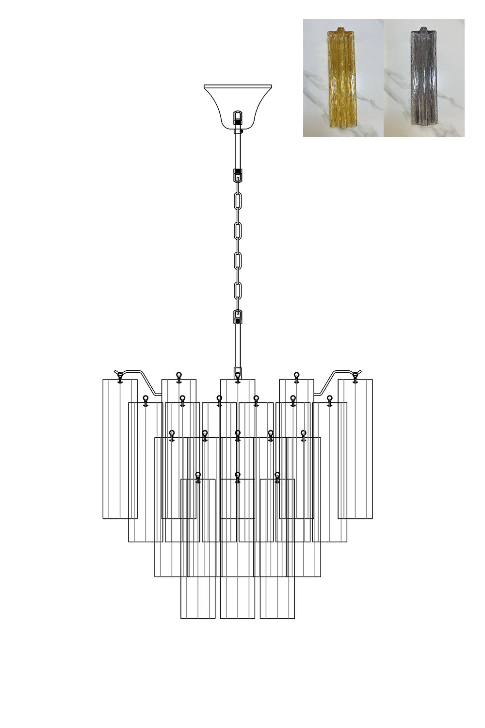 Murano Glass Tronchi Chandelier