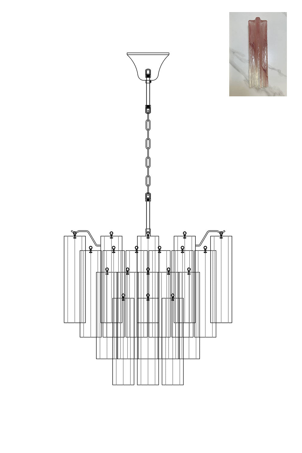 Murano Glass Tronchi Chandelier