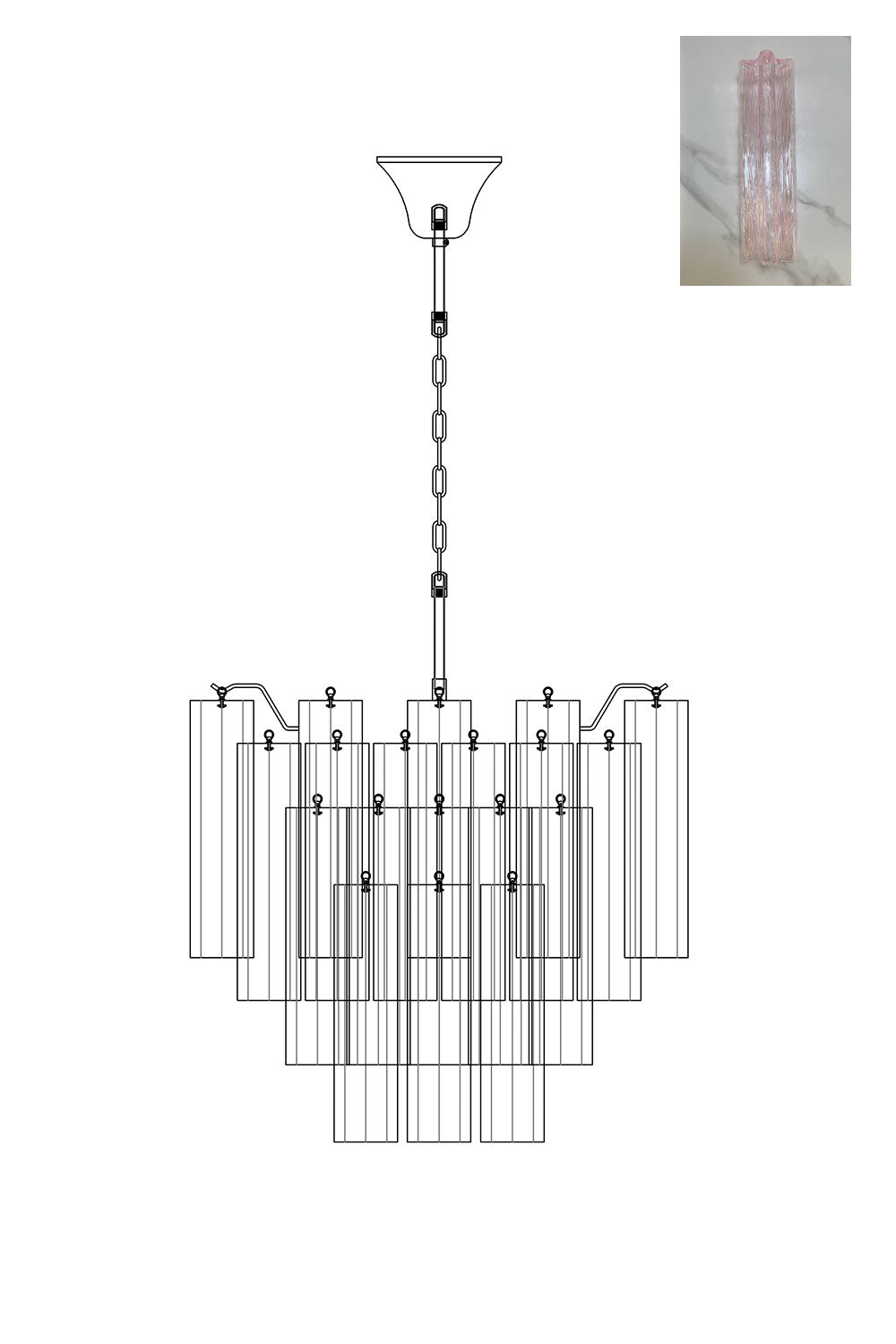 Murano Glass Tronchi Chandelier