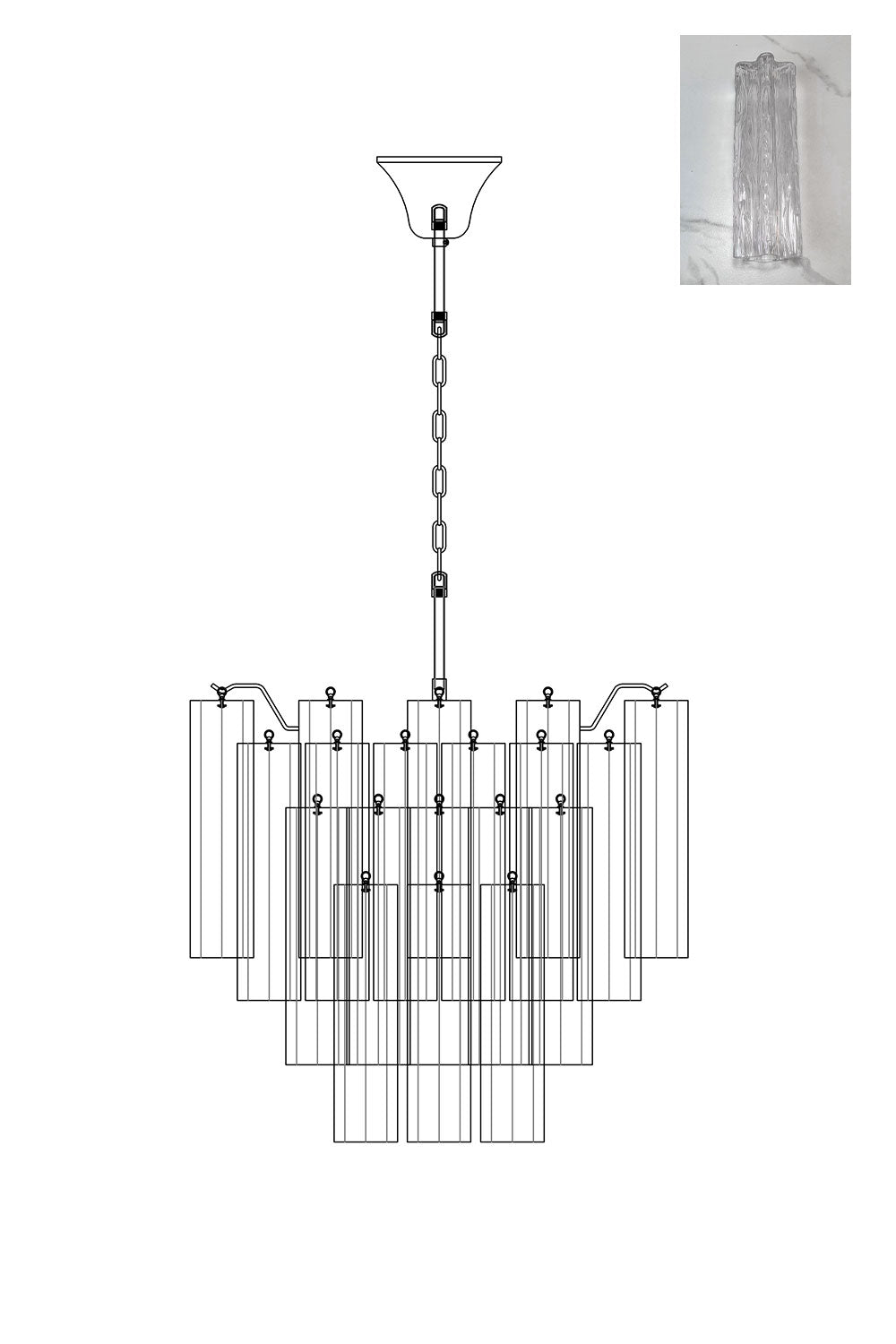 Murano Glass Tronchi Chandelier