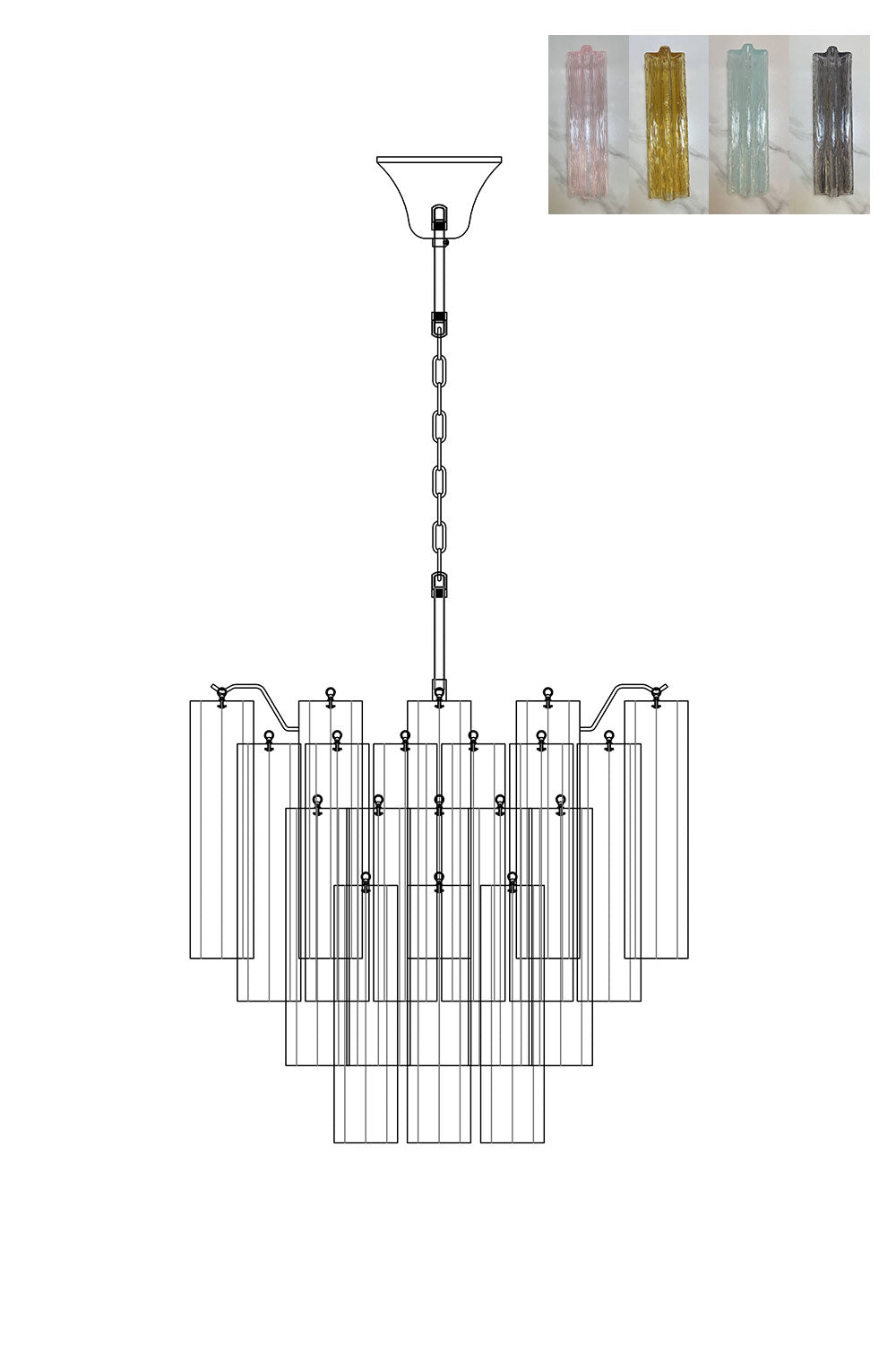 Murano Glass Tronchi Chandelier