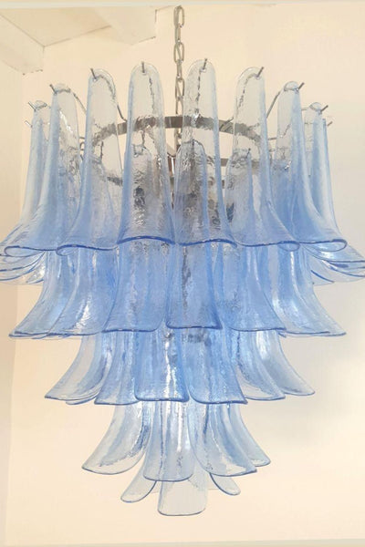 Vintage 1980s Blue Murano Glass Petal Chandelier