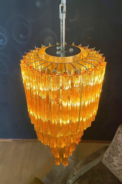 Amber Murano Glass Prism Spiral Chandelier