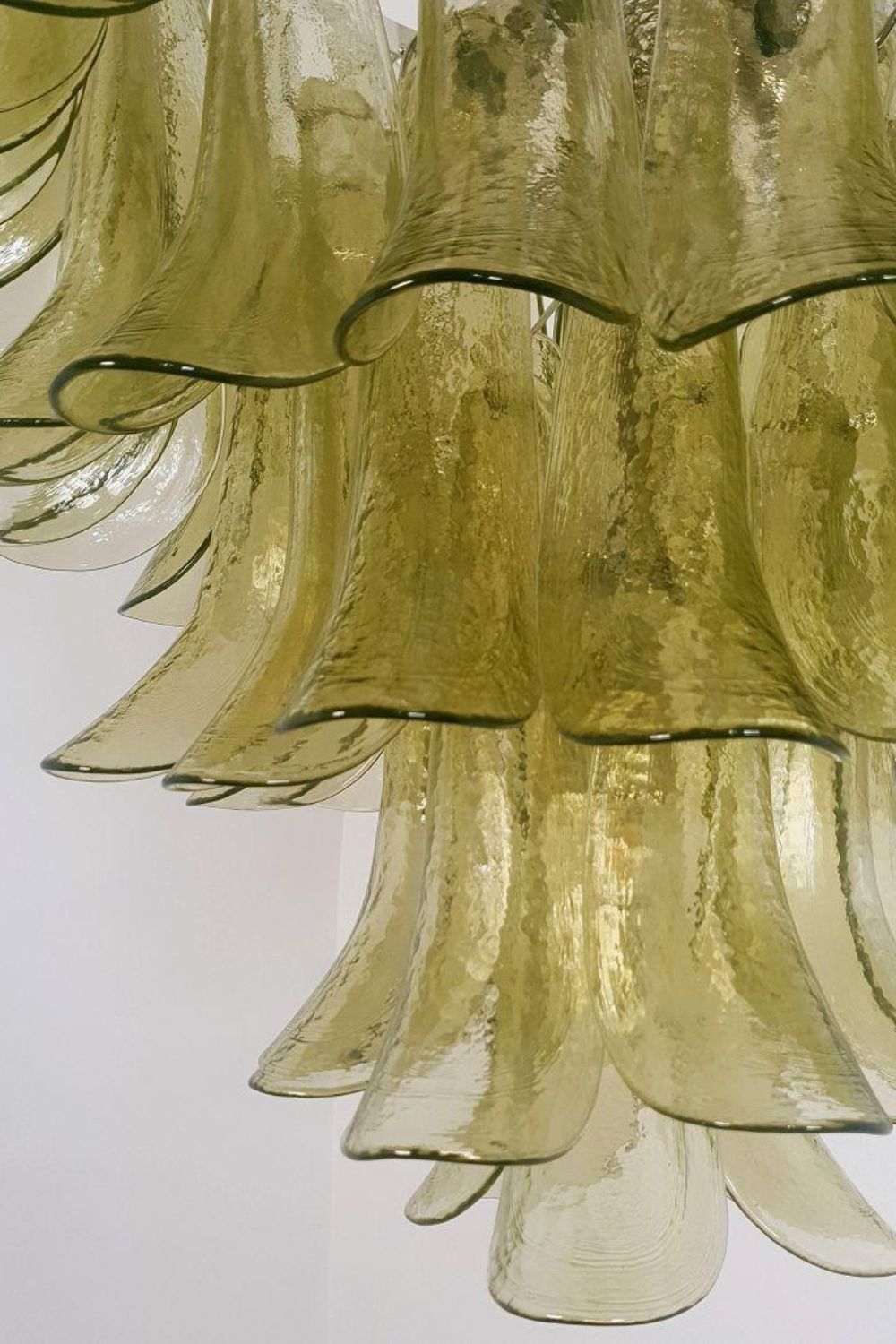 1970s Green Murano Glass Petal Chandelier