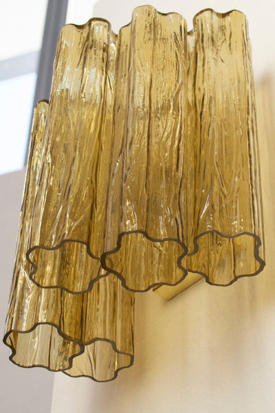 Italian Murano amber glass tube wall lamp