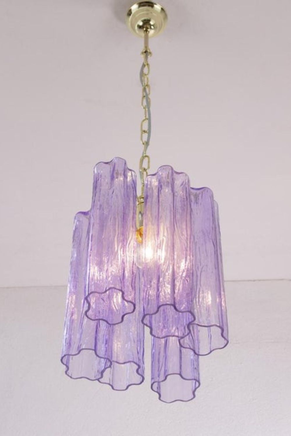 Italian Murano Style Purple Tronchi Chandelier