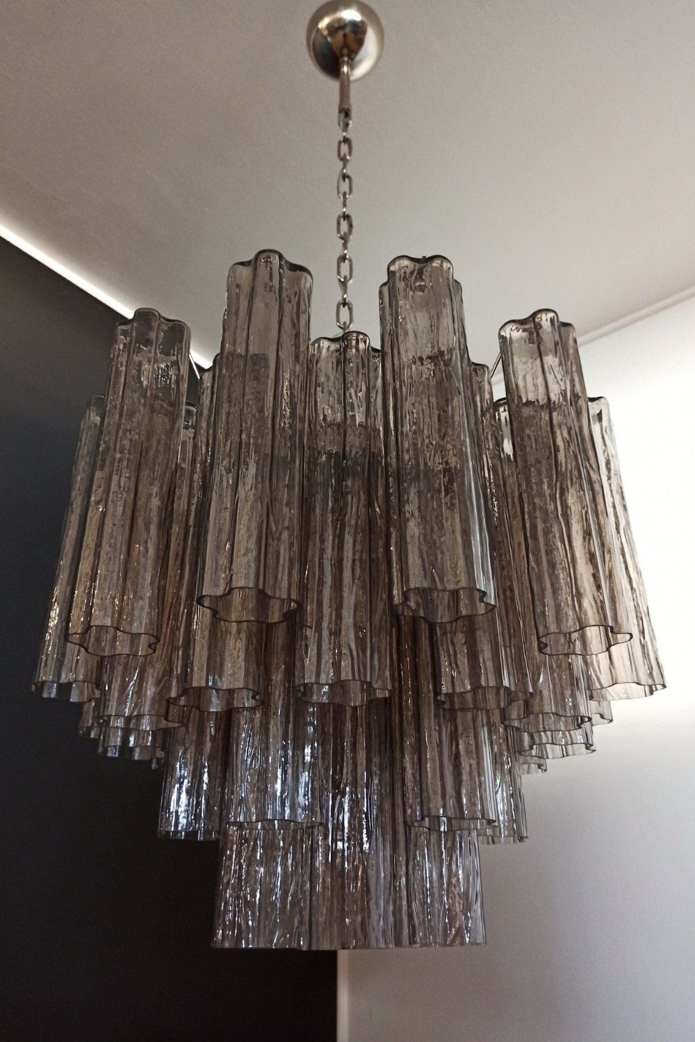 Smoked Murano Glass 36-Tube Chandelier