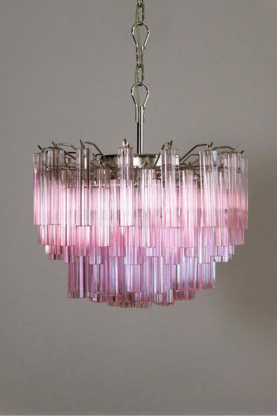 Venetian Pink Crystal Tube Murano Chandelier