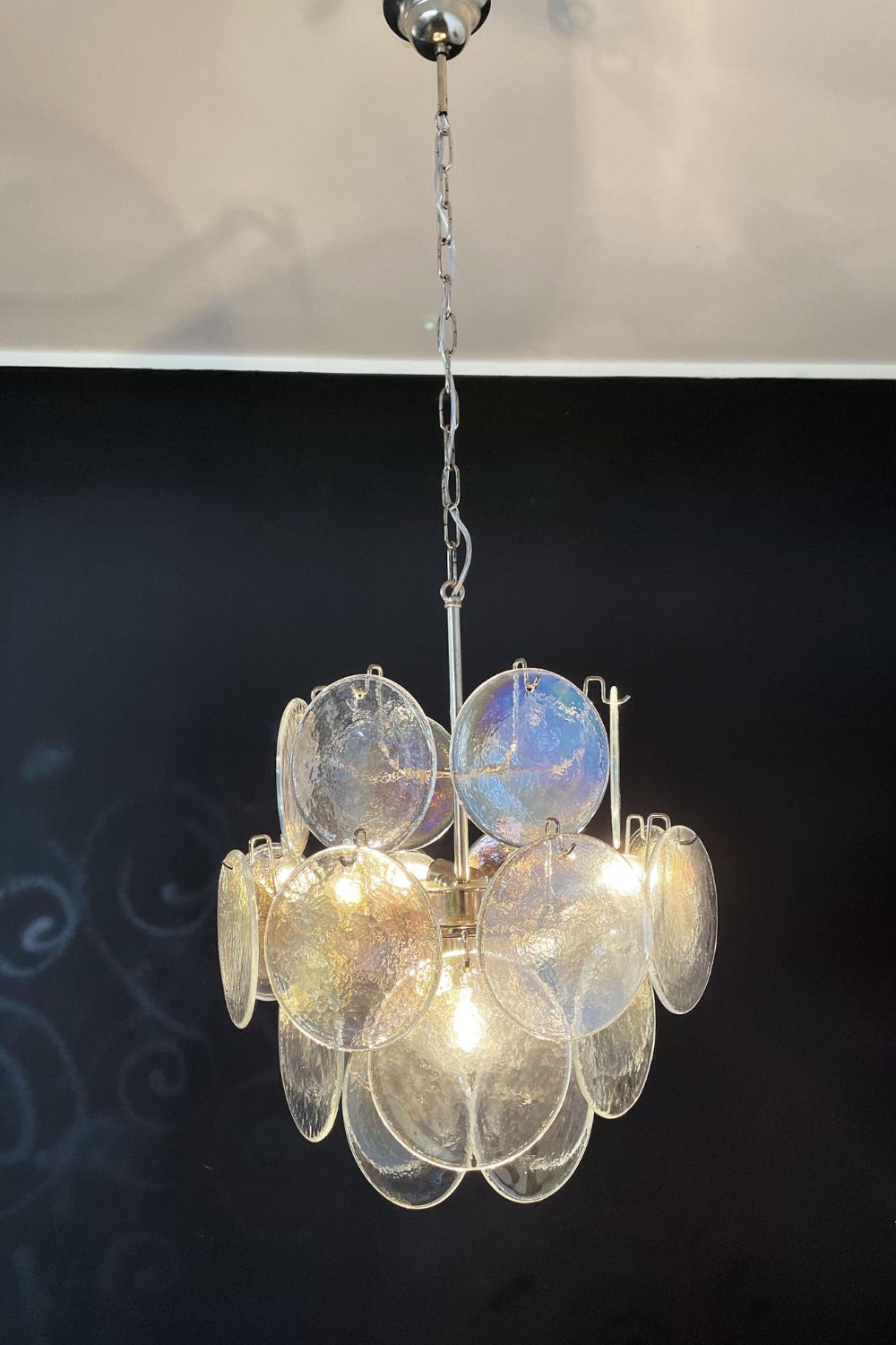 Iridescent Mid-Century Modern Murano Chandelier