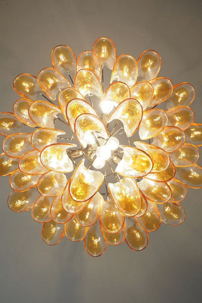 Mazzega Amber Glass Petal Chandelier