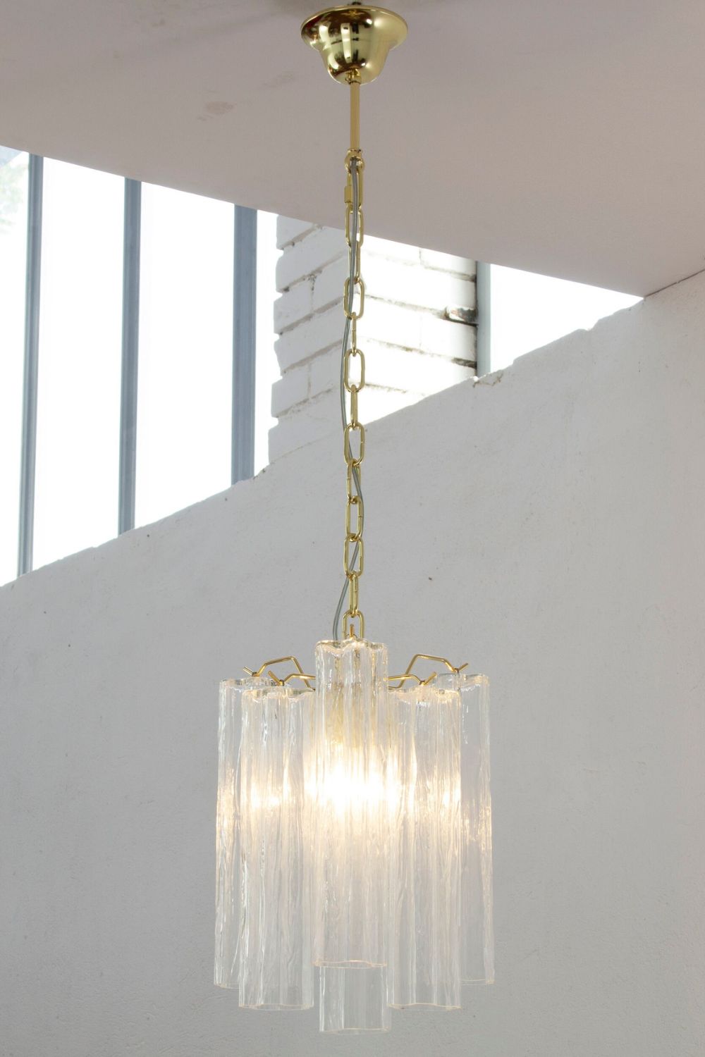 Clear Glass Tronchi Suspension Lamp, 1990s