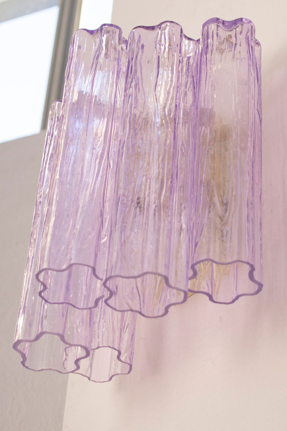 Handcrafted Murano Violet Glass Wall Lamp