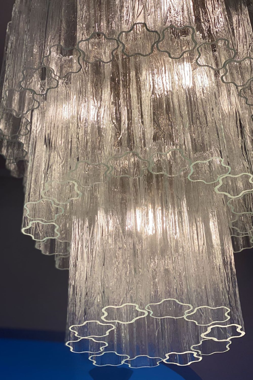 52-Tube Clear Murano Glass Chandelier