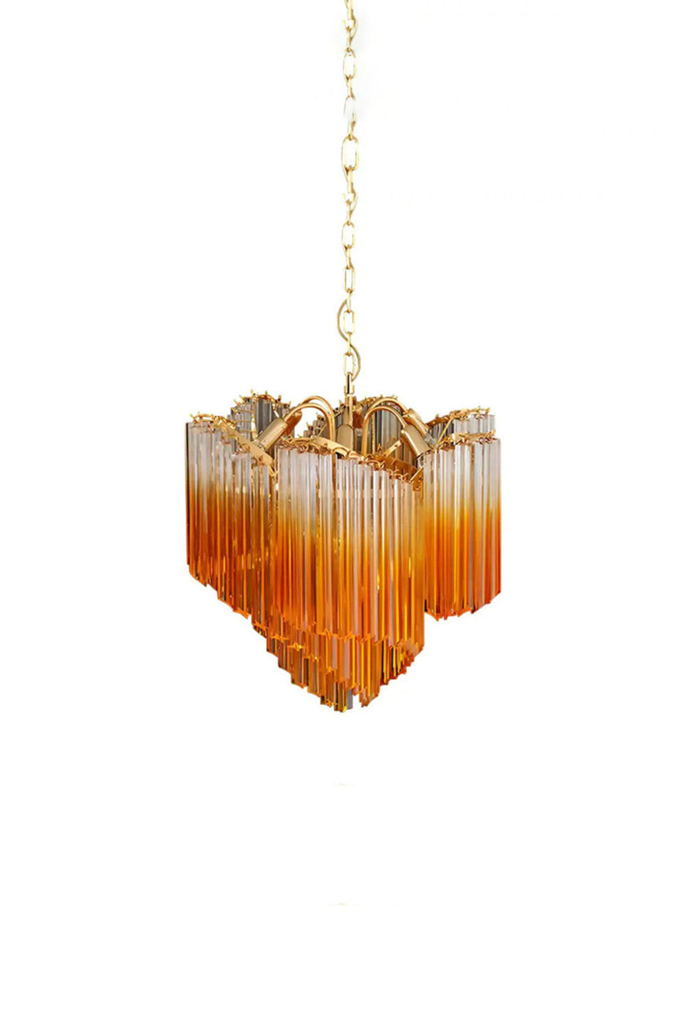 Shaded Amber Murano Crystal Prism Chandelier