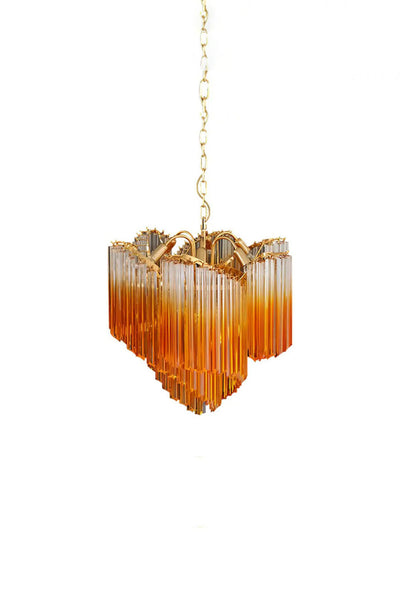 Shaded Amber Murano Crystal Prism Chandelier