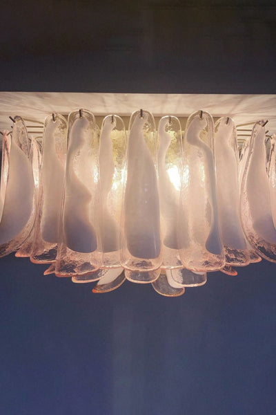 1990s Italian Murano Pink Flower Chandelier