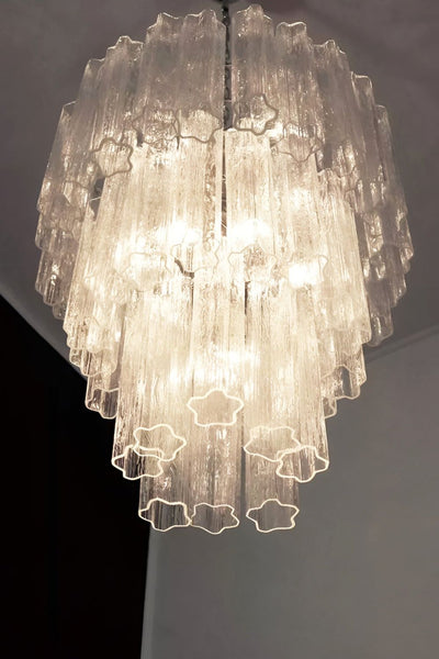 Murano Venetian Clear Glass Tube Chandelier