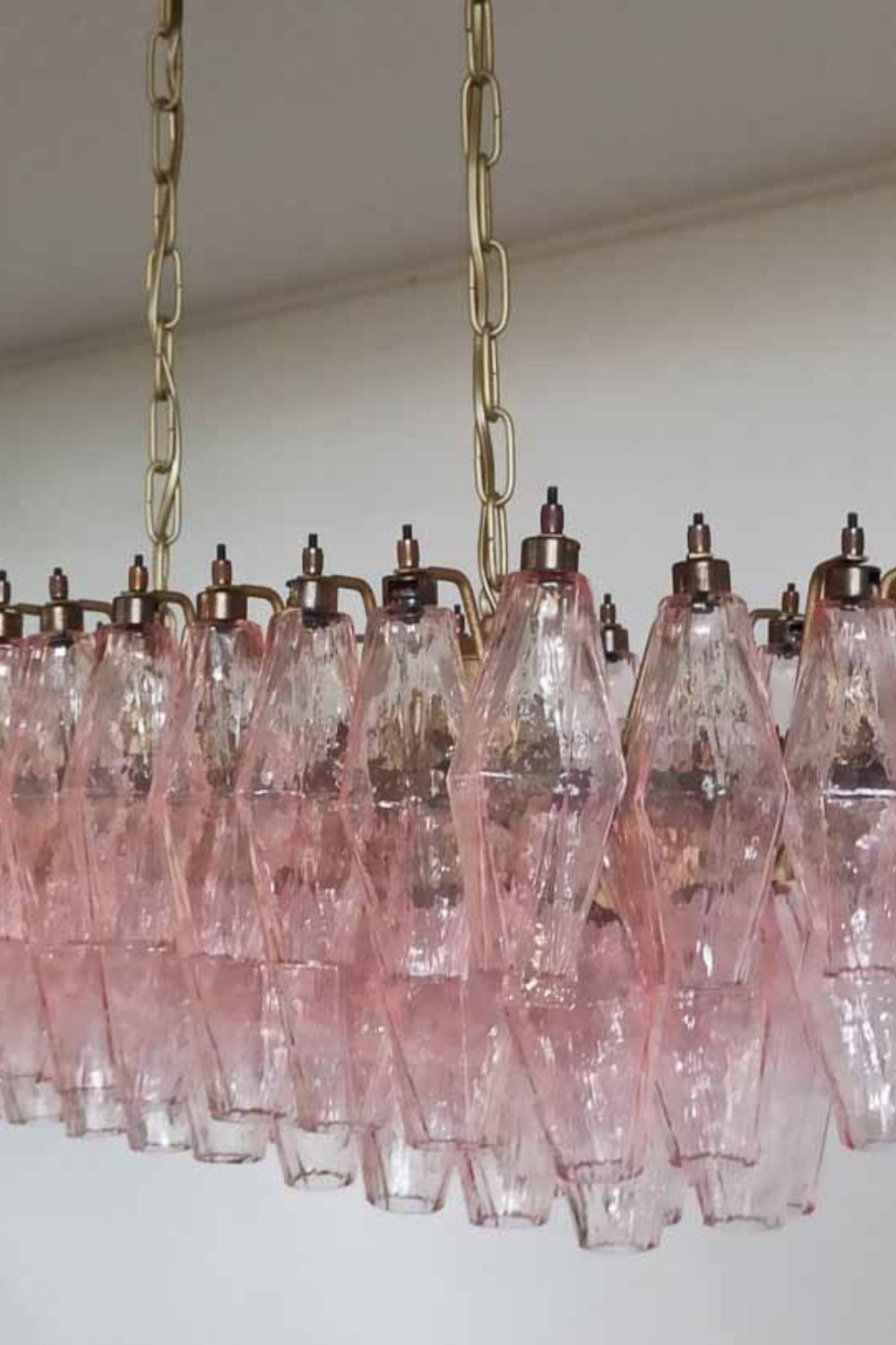 Murano Poliedri Pink Glass Chandelier