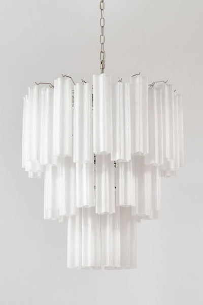 Three-tier Murano frosted white glass chandelier