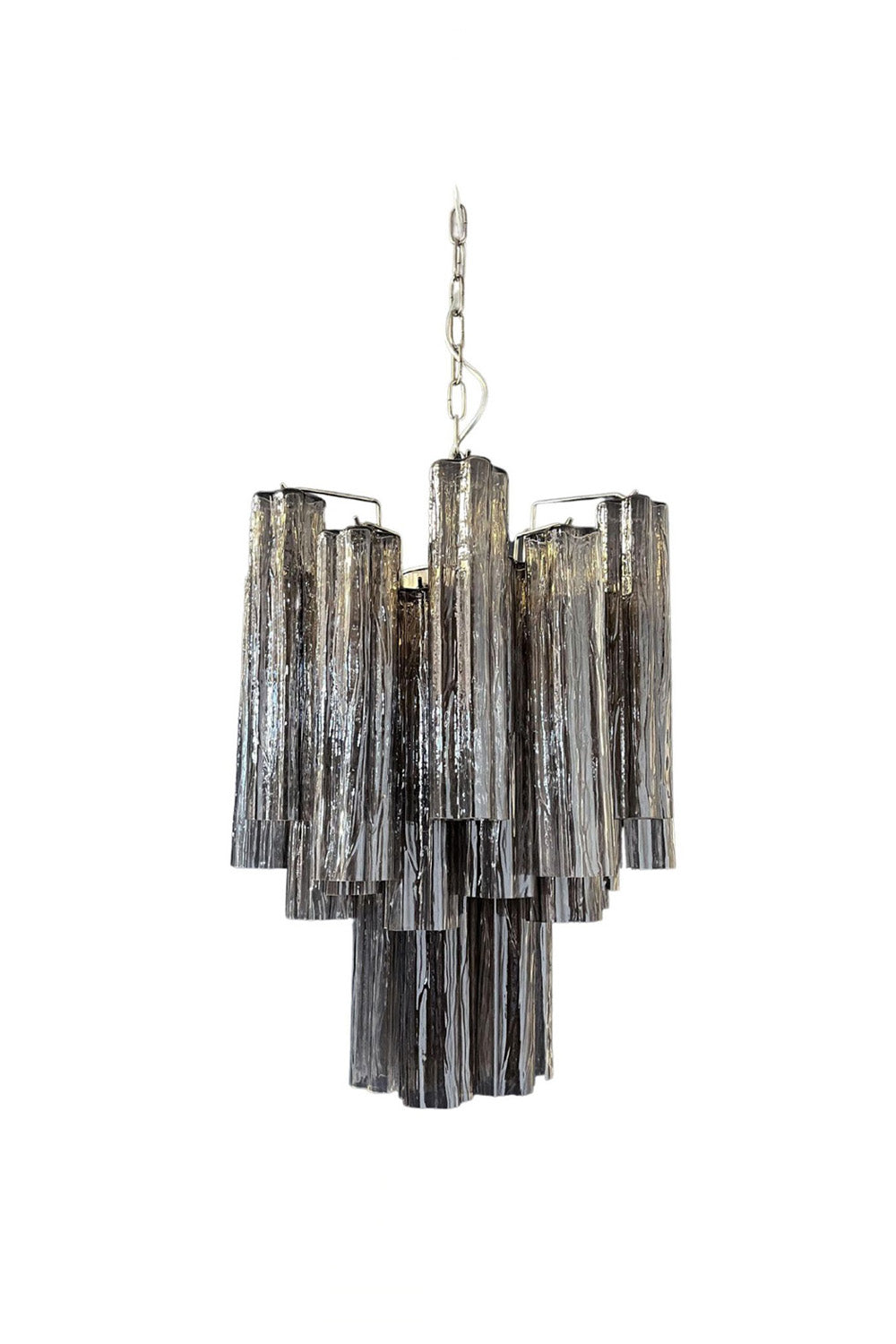 Vintage Smoked Glass Tube Chandelier