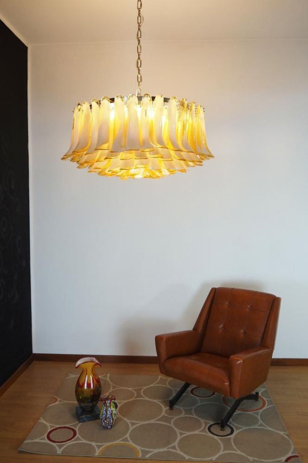 Amber Murano Glass Petal Chandelier