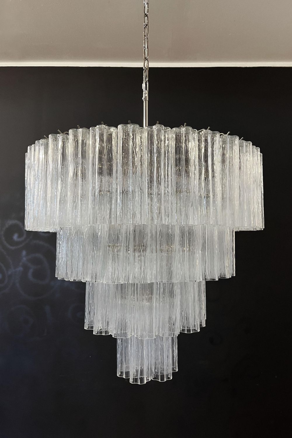 Murano clear glass tiered chandelier, 78 lamps