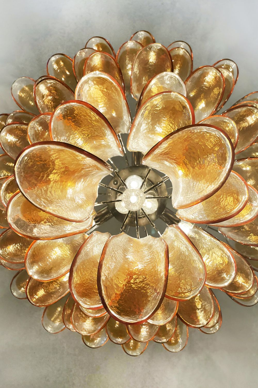 Amber Murano Glass Petal Cascade Chandelier