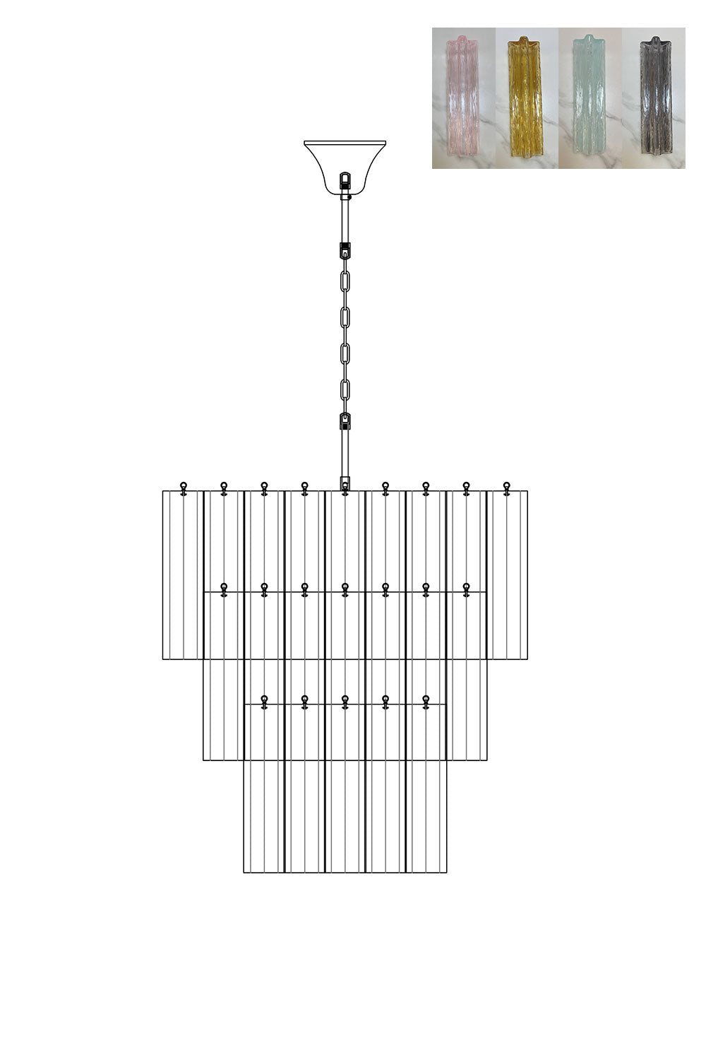 Murano Glass Tronchi Chandelier