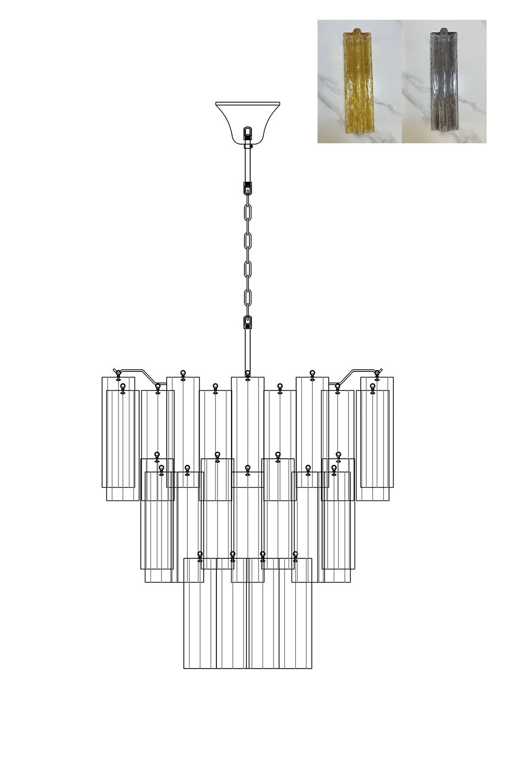 Murano Glass Tronchi Chandelier